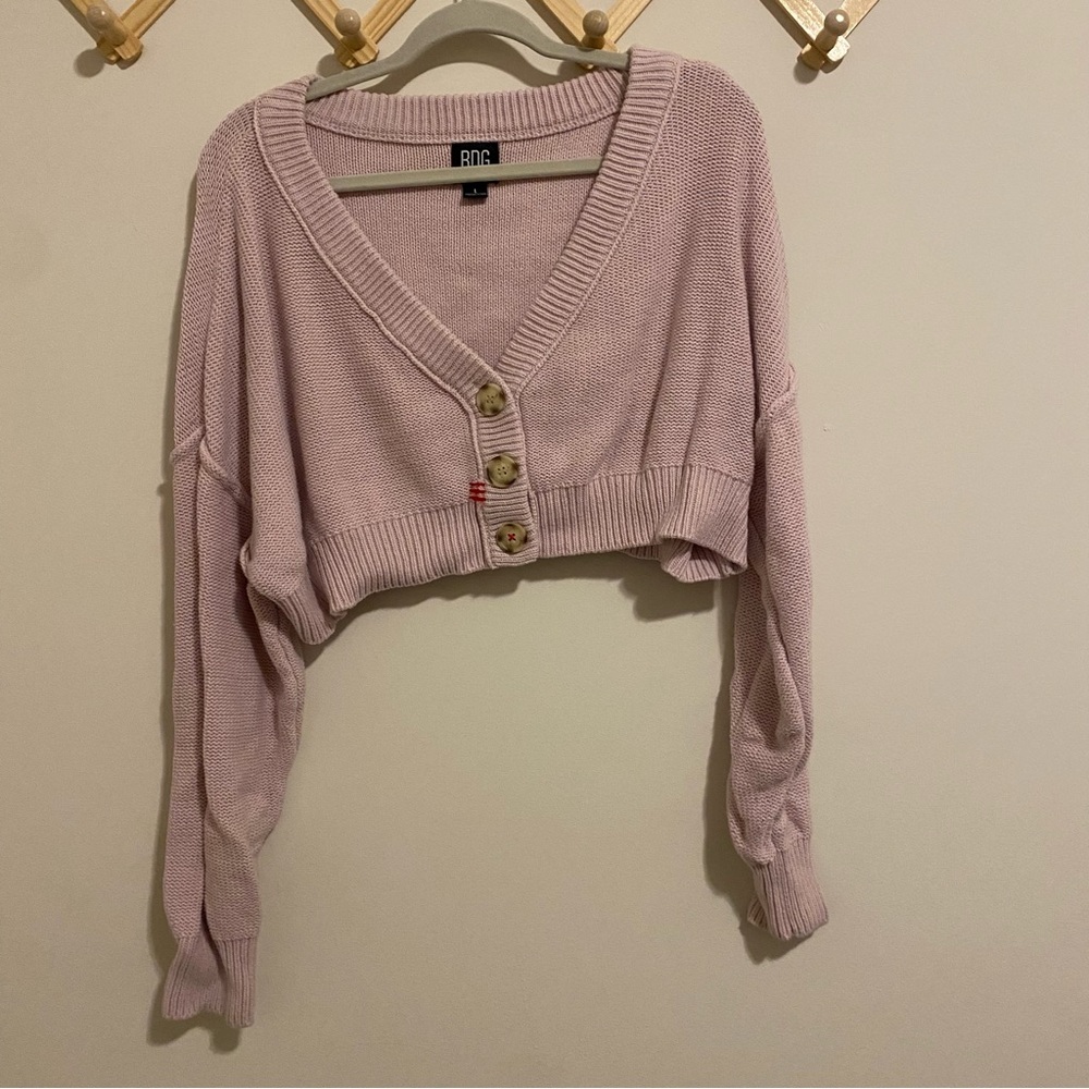 BDG Pink Cropped Cardigan Sweater size Large